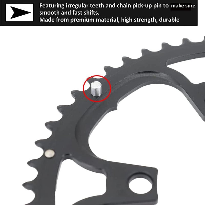 BUCKLOS 110BCD Bike Chainring Set with Pin, Double Round 5 Bolts Aluminum Chainring 50T 34T 52T 36T 53T 39T for Road Bike Bicycle Fits 8 9 10 11 Speed Chains - Image 4